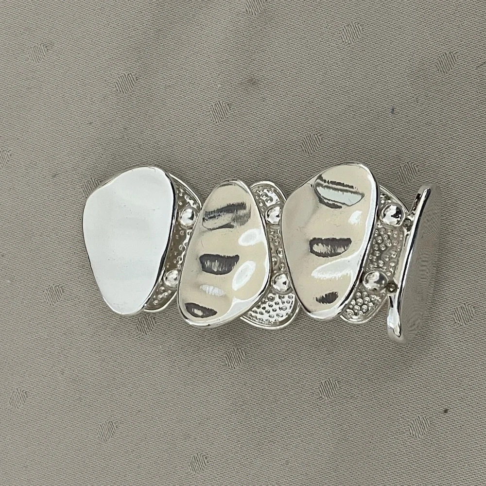Modern Silver-Tone Abstract Statement Bracelet